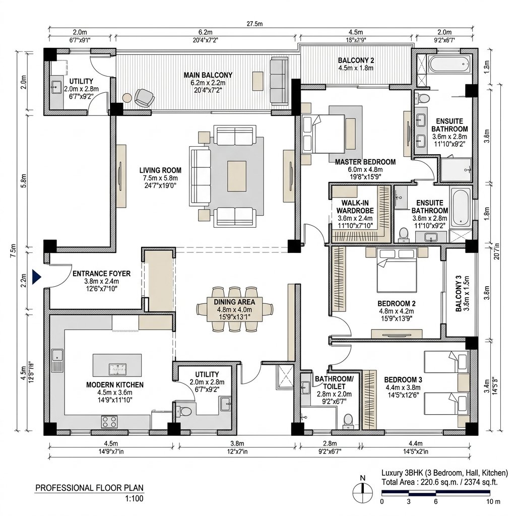 Floor Plan 2BHK 3BHK
